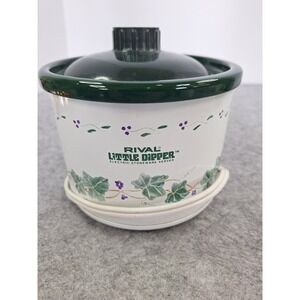 Rival Little Dipper Electric Stoneware Server 1.5 Quart Green Ivy Floral